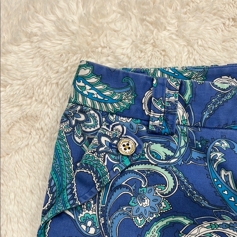 Vintage Ralph Lauren High Waist Blue Paisley Shorts - Picture 8 of 8